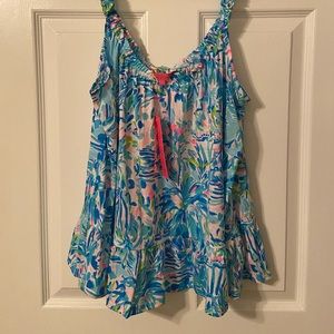 NWT Lilly Pulitzer - XL Loro Top in Blue Ibiza Cabana Cocktail